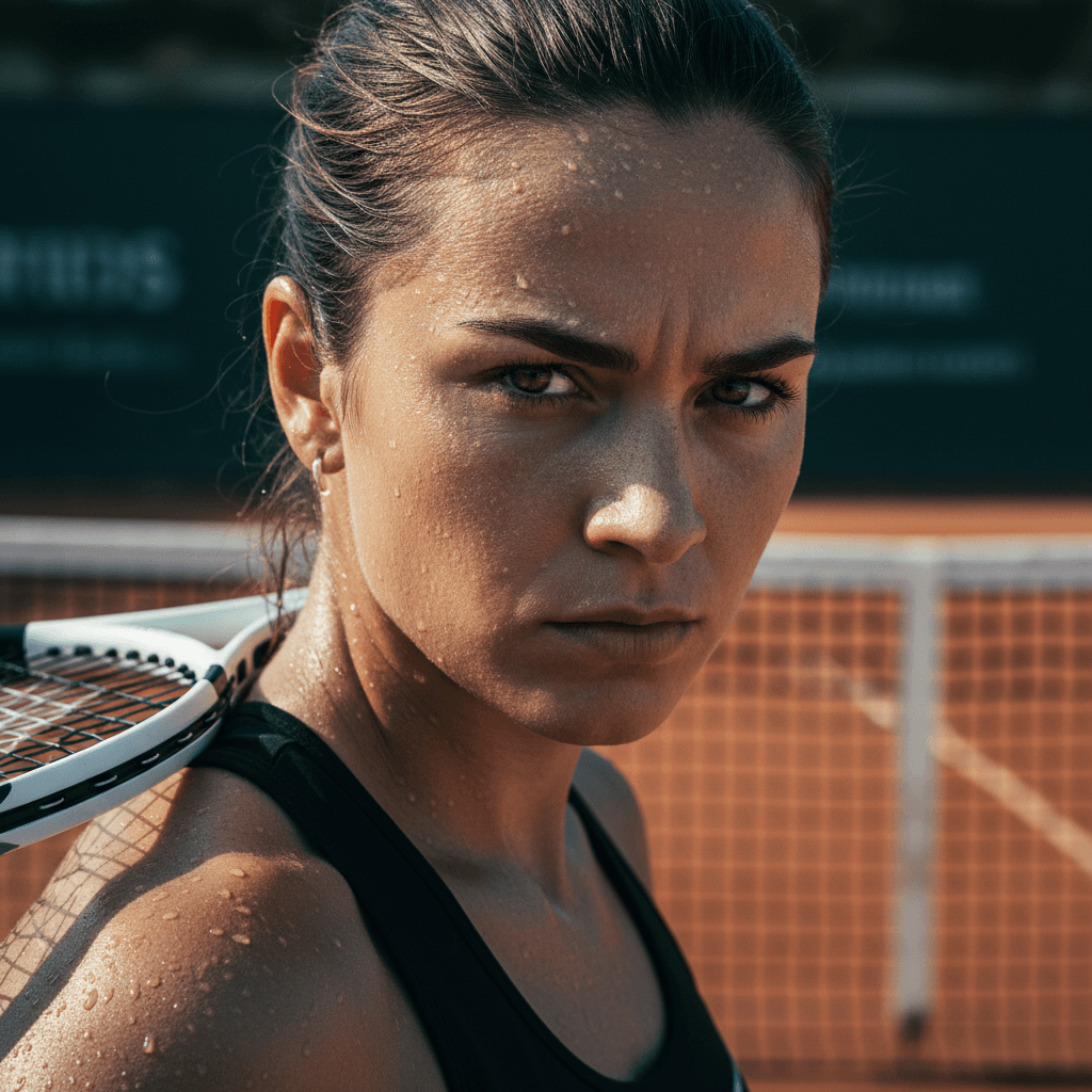 Tennis player portrait after a match